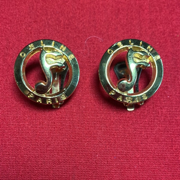Vintage Celine Gold Clipon Earrings - Picture 1 of 5